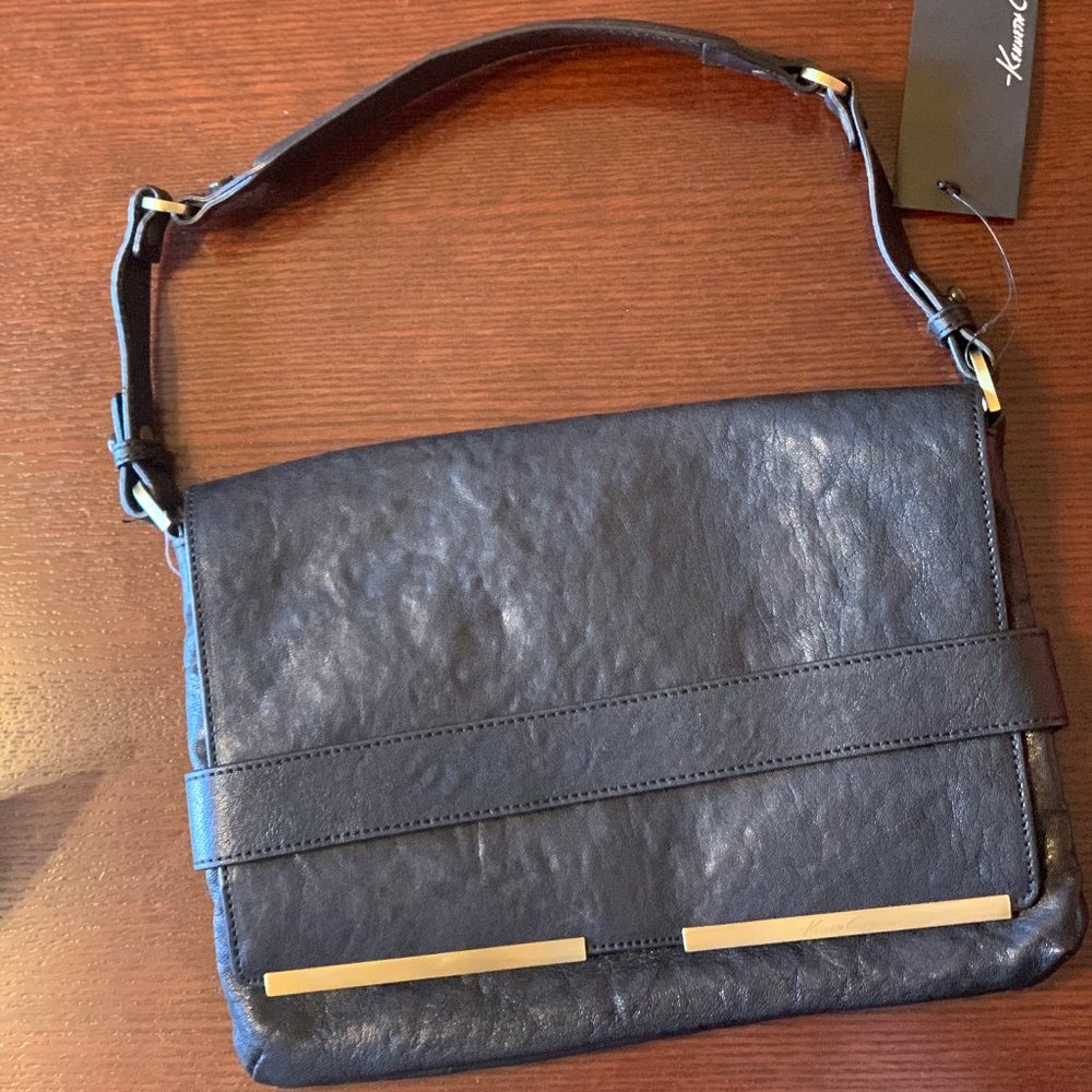 Kenneth Cole FLAP Black Leather Shoulder Bag